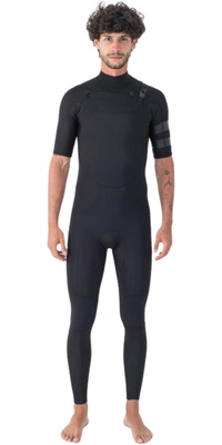 2025 Hurley Mens Air 2/2mm Chest Zip Short Sleeve Wetsuit MFS0013212 - Black